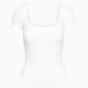 Babaton Contour Squareneck Short-Sleeve Bodysuit – White (Size M)
